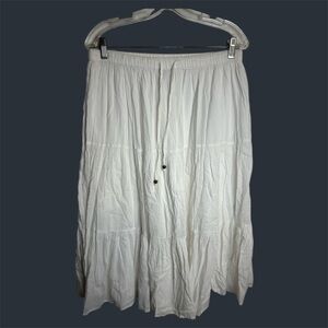 White stag Boho Maxi Skirt Sz S Elegant White Women's Pull on 100% Cotton natur